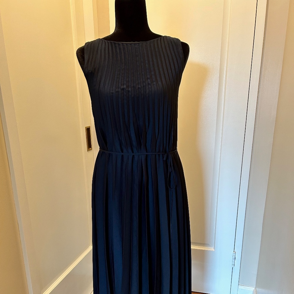 VINCE Chevron Pleated Midi Dress